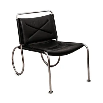 Silla Corso easy chair - Elmo Nordic cuero negro-cromo - Lammhults
