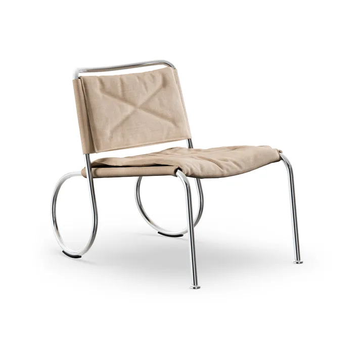 Silla Corso easy chair - Tela de lino natural-cromo - Lammhults
