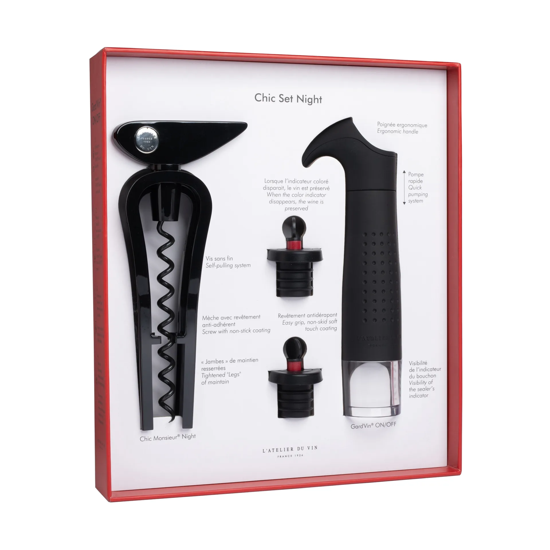 Set de accesorios para vino Conjunto Chic night, 4 piezas L'Atelier du Vin