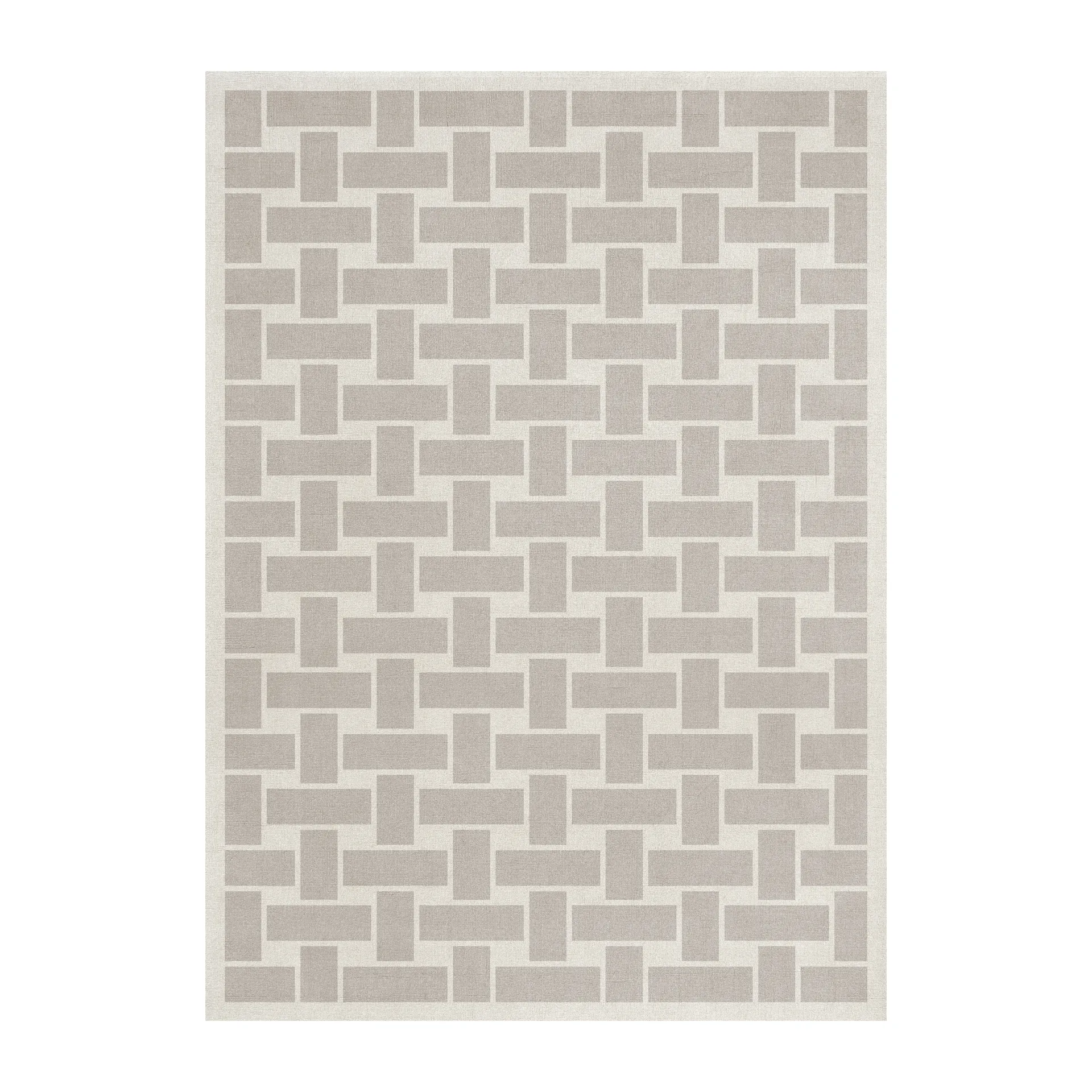 Alfombra de lana 60S Geo Basket Weave, Oatmeal, 300x400 cm Layered