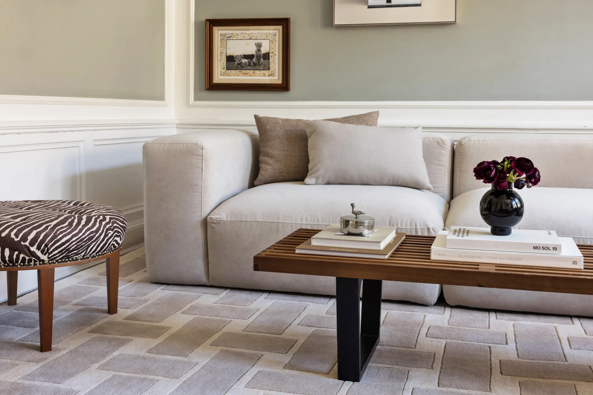 Alfombra de lana 60S Geo Basket Weave, Oatmeal, 300x400 cm Layered