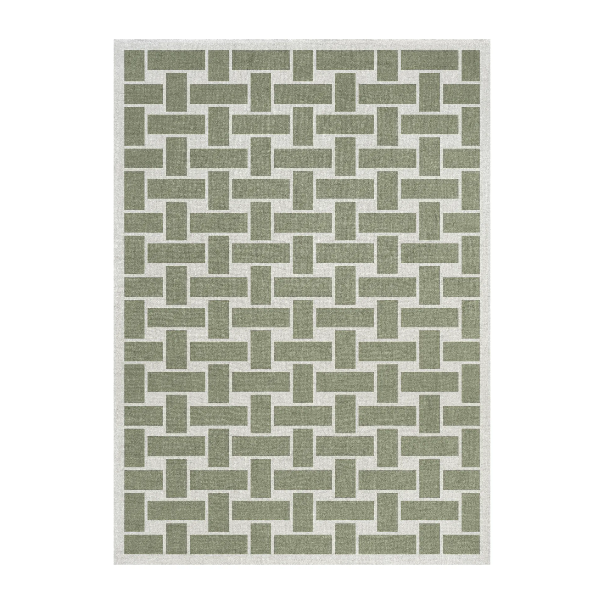 Alfombra de lana 60S Geo Basket Weave, Olive, 180x270 cm Layered
