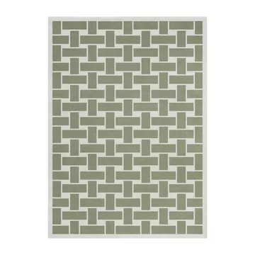 Alfombra de lana 60S Geo Basket Weave - Olive, 180x270 cm - Layered