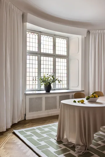 Alfombra de lana 60S Geo Basket Weave - Olive, 180x270 cm - Layered