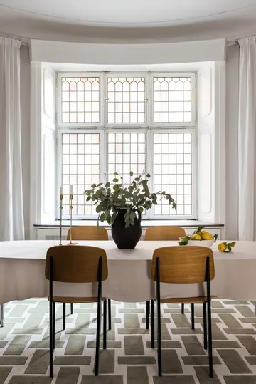 Alfombra de lana 60S Geo Basket Weave - Olive, 180x270 cm - Layered