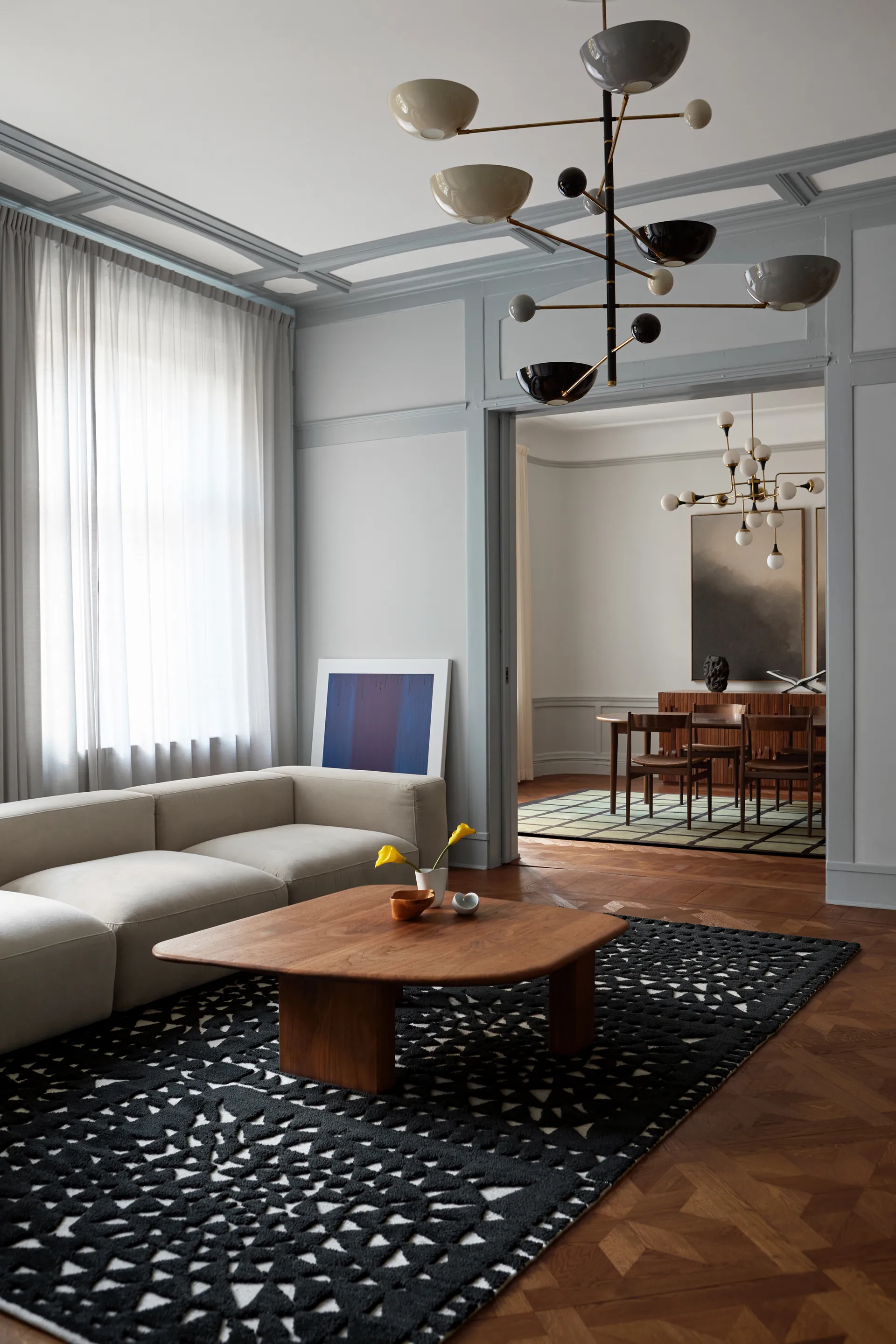 Alfombra de lana Avenue Checked Bone, Olive, 180x270 cm Layered