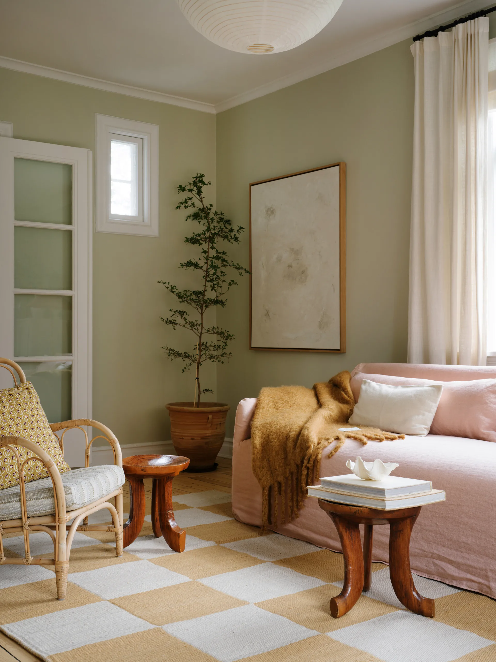 Alfombra de lana Chess, Harvest yellow, 140x200 cm Layered