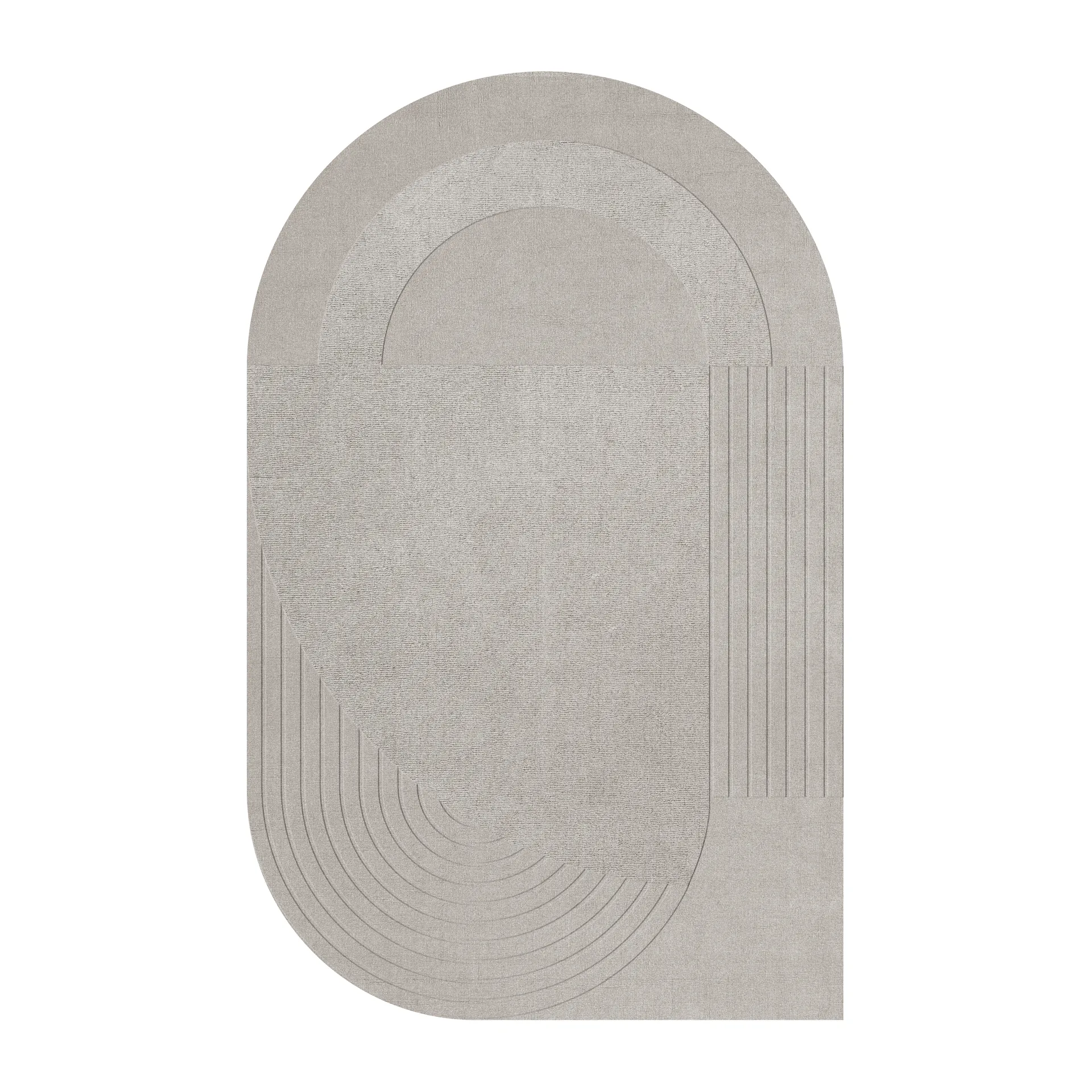 Alfombra de lana Circular 180x270 cm, True greige Layered