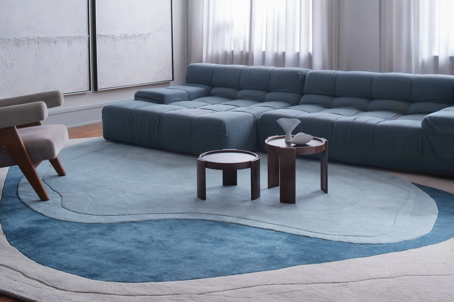 Alfombra de lana Erik Bratsberg Lozza, Teal, 210x270 cm Layered