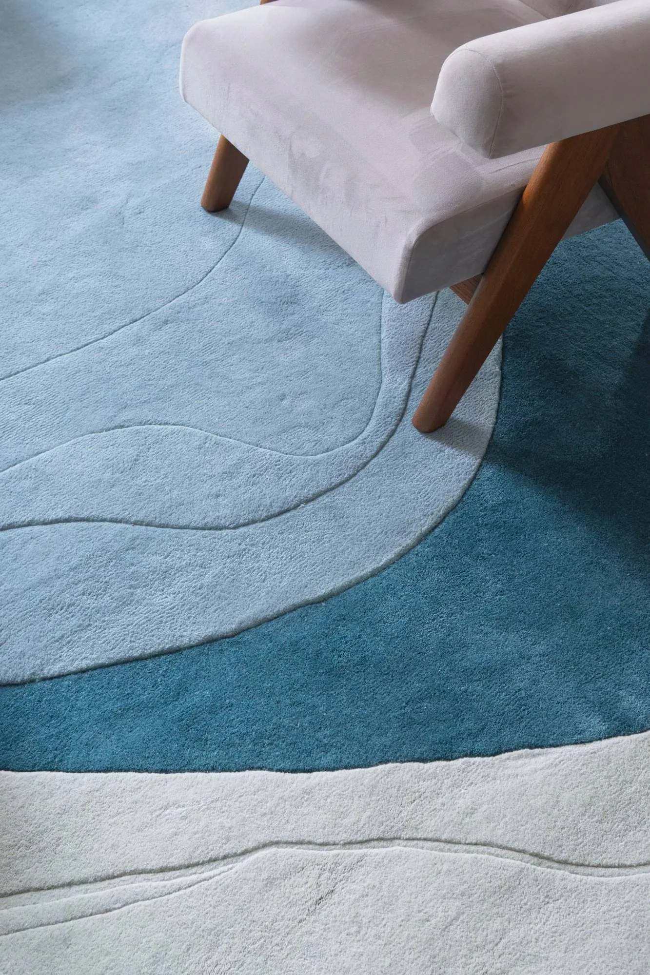 Alfombra de lana Erik Bratsberg Lozza, Teal, 270x350 cm Layered