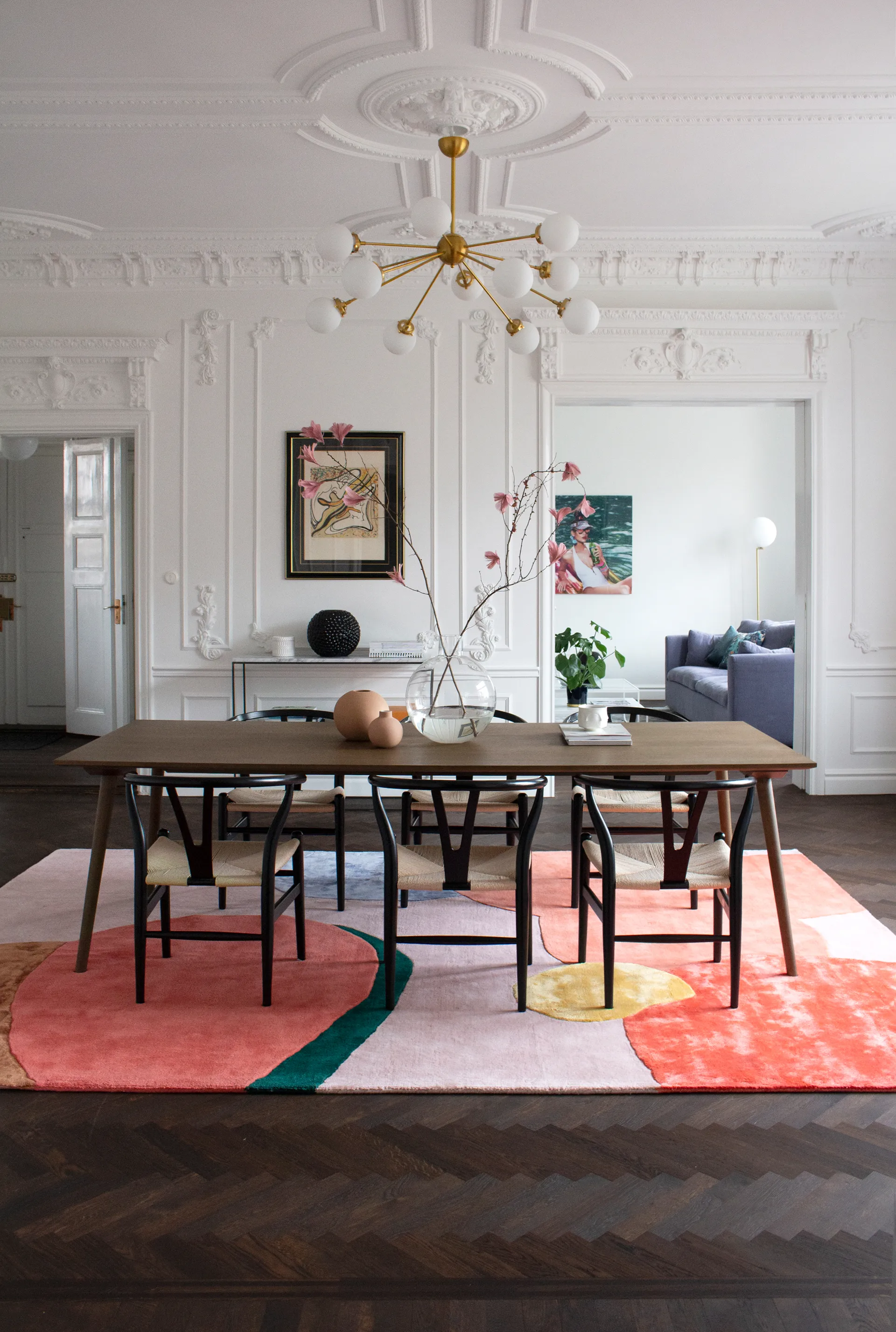 Alfombra de lana Flower Field 300x400 cm, Pink Layered