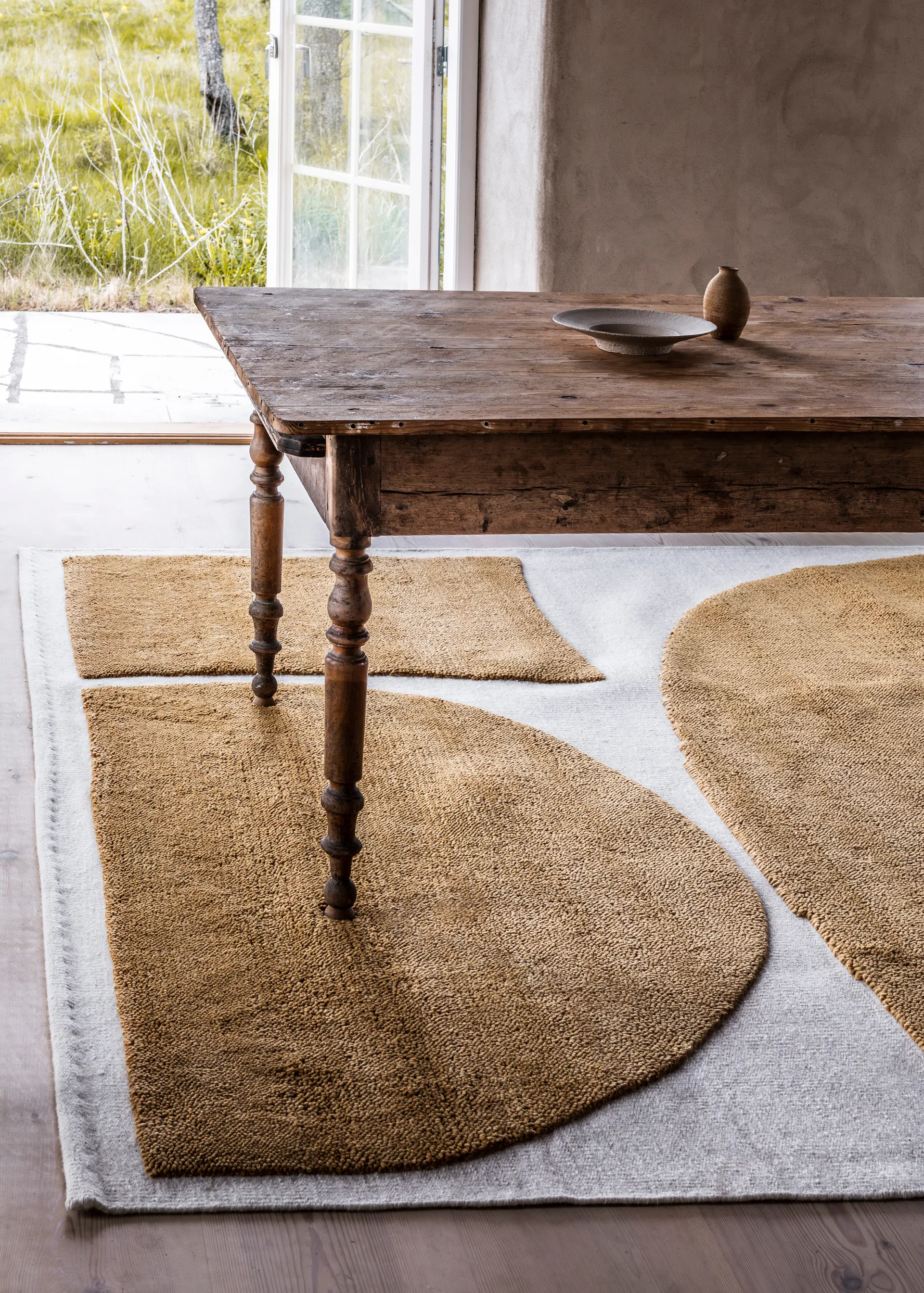 Alfombra de lana Gotland Rauk, Sunflower yellow 250x350 cm Layered