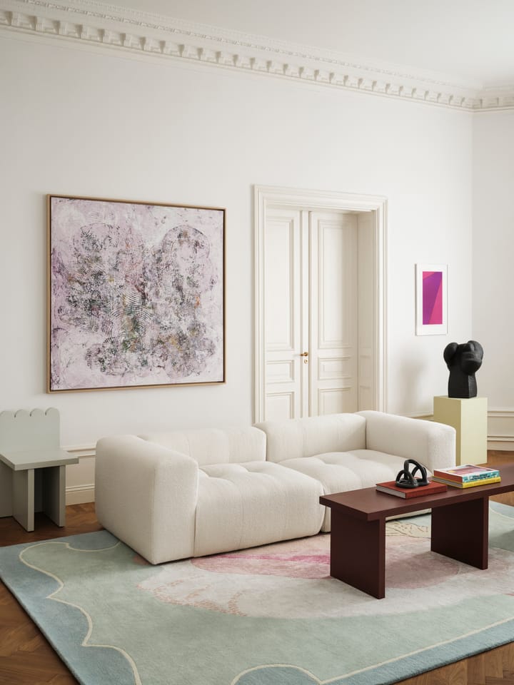 Alfombra de lana Shell estampado, Blue, pink, 250x350 cm Layered