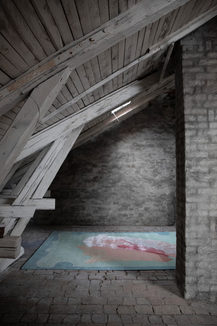 Alfombra de lana Shell estampado, Blue, pink, 250x350 cm Layered