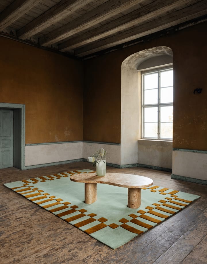 Alfombra de lana Teklan frame, Pistachio camel, 200x300 cm Layered