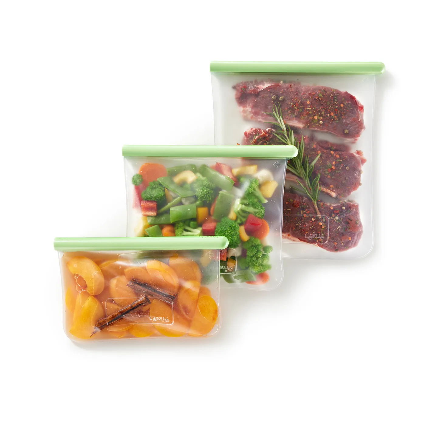 Bolsa plana reutilizable Lékué verde L, L Lékué