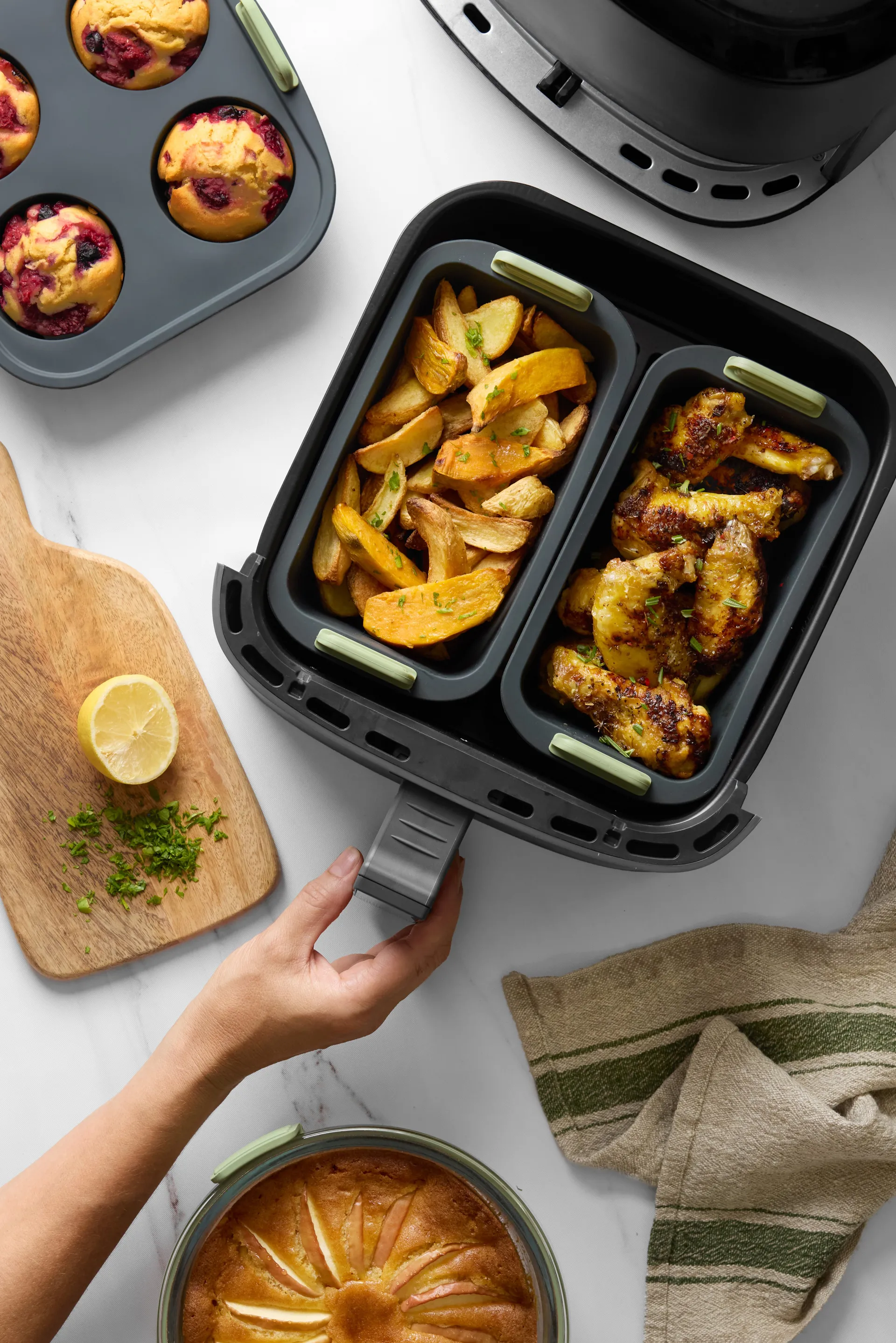 Cesta rectangular para Air fryer Lékué, Gris Lékué
