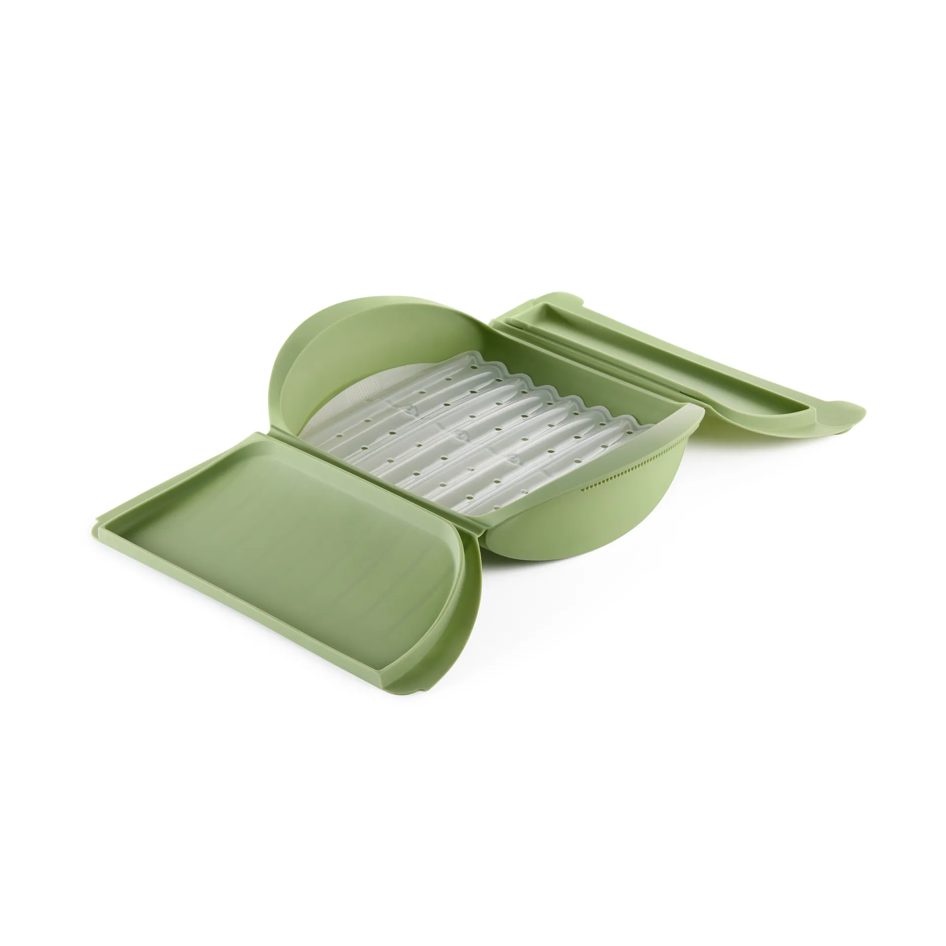 Estuche de vapor Lékué , Verde, con bandeja, 4-pack Lékué