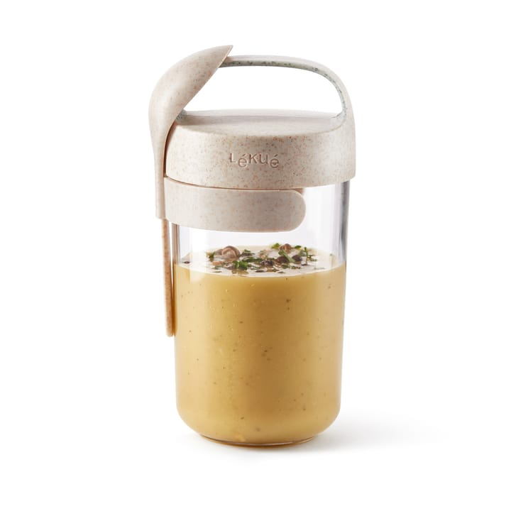 Jar To Go organic Lékué con cuchara beige, 0,6 L Lékué