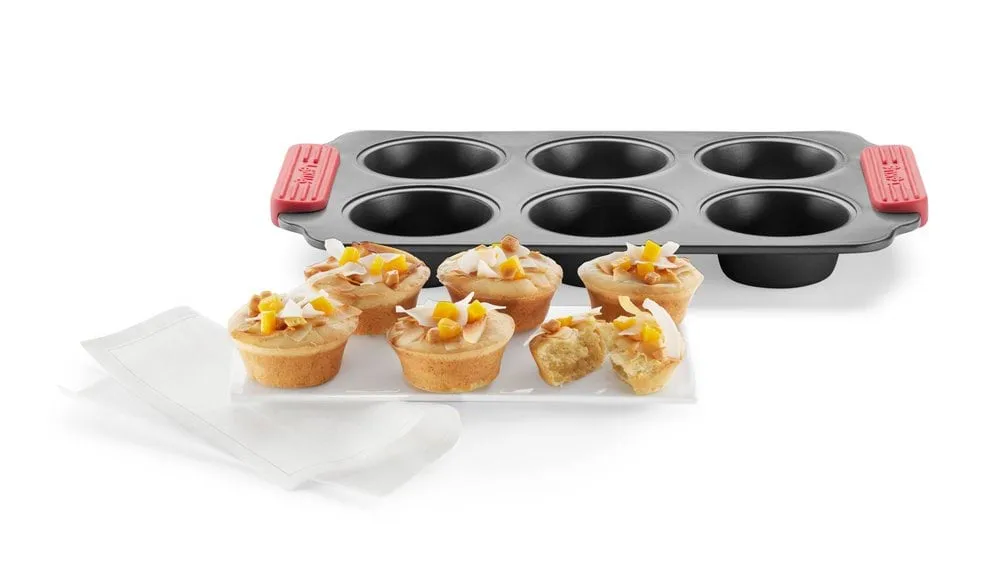 Molde muffins antiadherente Lékué 6 cav., Rojo Lékué