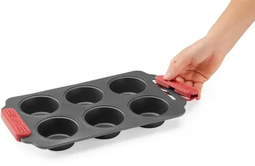 Molde muffins antiadherente Lékué 6 cav. - Rojo - Lékué