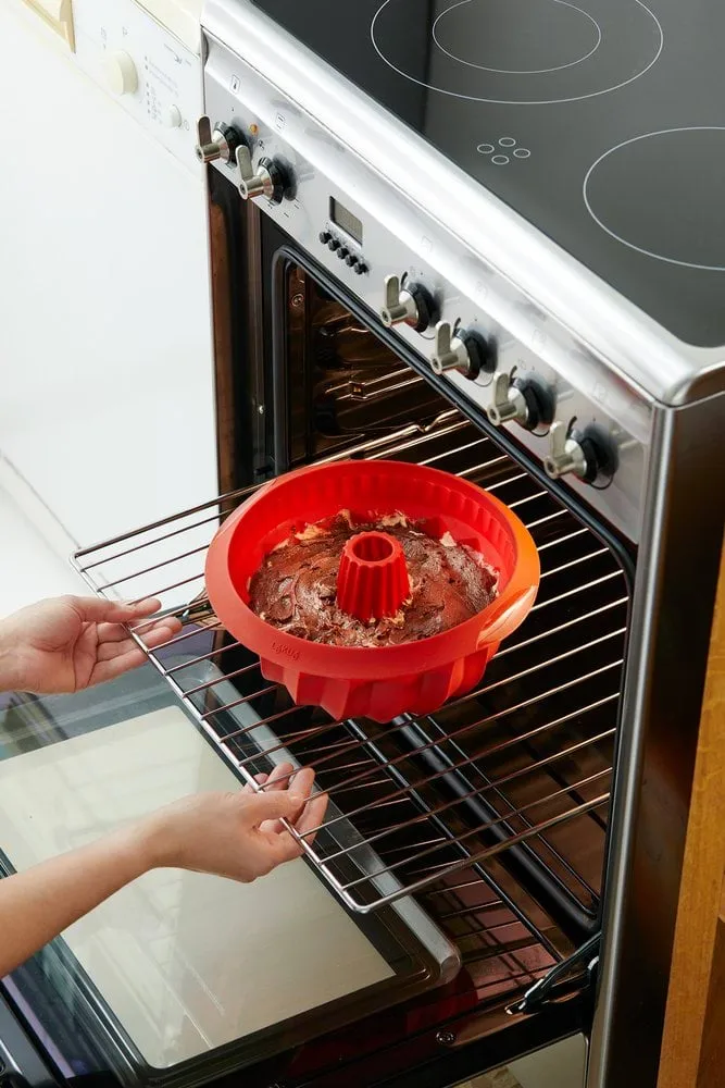 Molde savarín espiral Lékué de silicona, Rojo Lékué