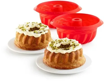 Moldes mini savarin Lékué de silicona 2 uds - Rojo - Lékué