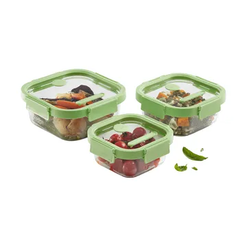 Recipiente hermético de vidrio Lékué cuadrado 520 ml - Verde - Lékué