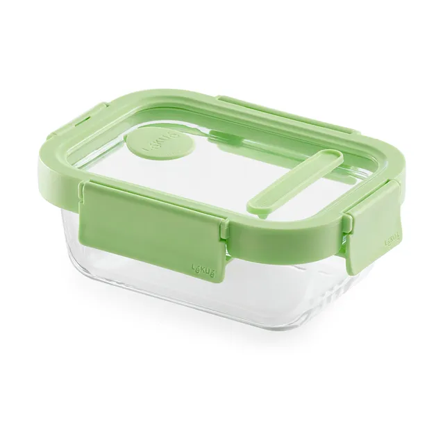 Recipiente hermético de vidrio Lékué rectangular 370 ml, Verde Lékué