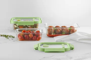 Recipiente hermético de vidrio Lékué rectangular 640 ml - Verde - Lékué