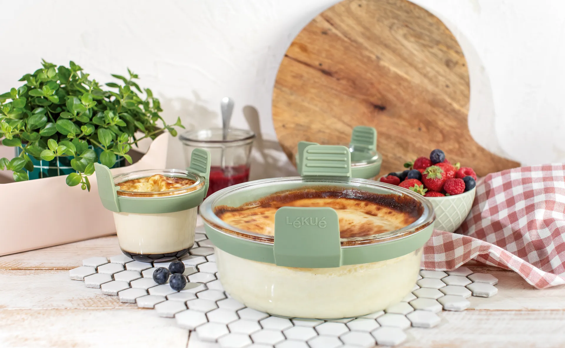 Vaso de cristal Lékué mini para Air fryer, pack de 4, Transparente Lékué