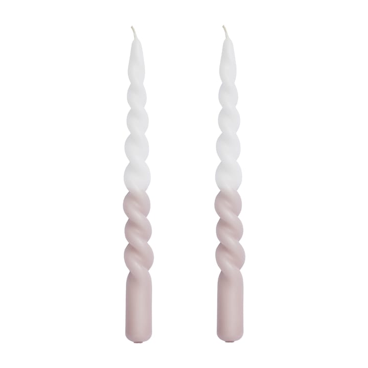 2 Velas enroscadas Twisted dos colores 25 cm - corteza-white - Lene Bjerre