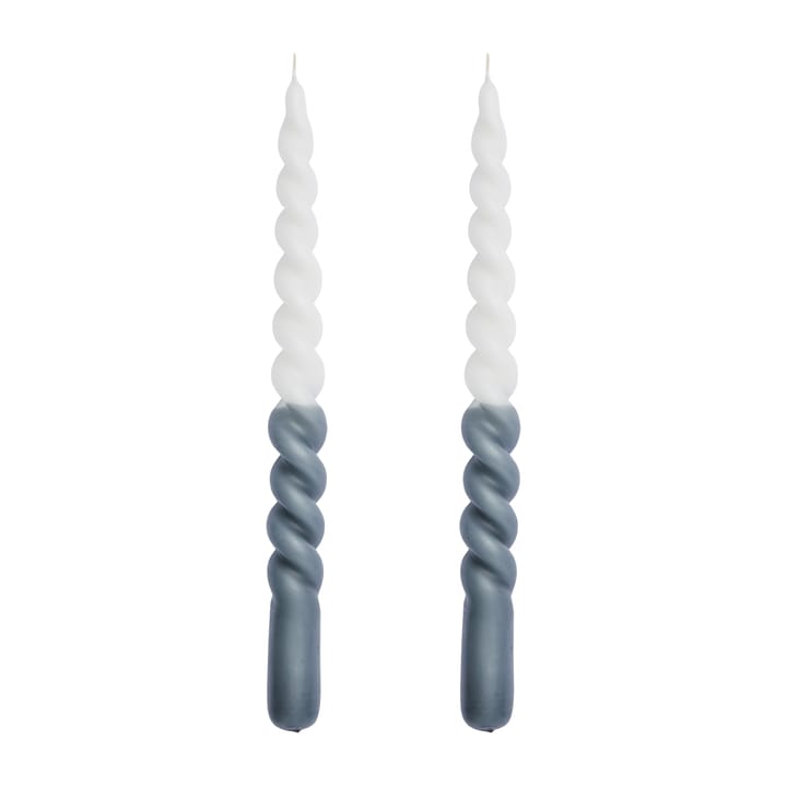 2 Velas enroscadas Twisted dos colores 25 cm - Dark grey-white - Lene Bjerre