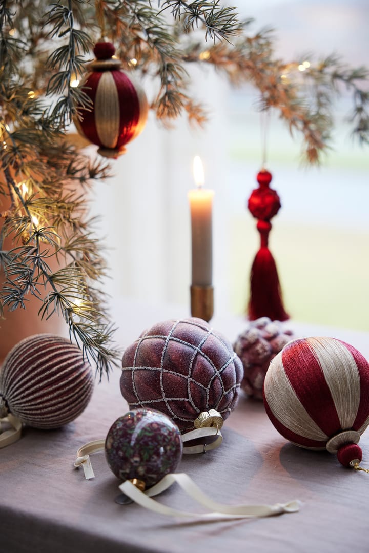 Bola de Navidad Agnes Ø10 cm, Dark red-linen Lene Bjerre