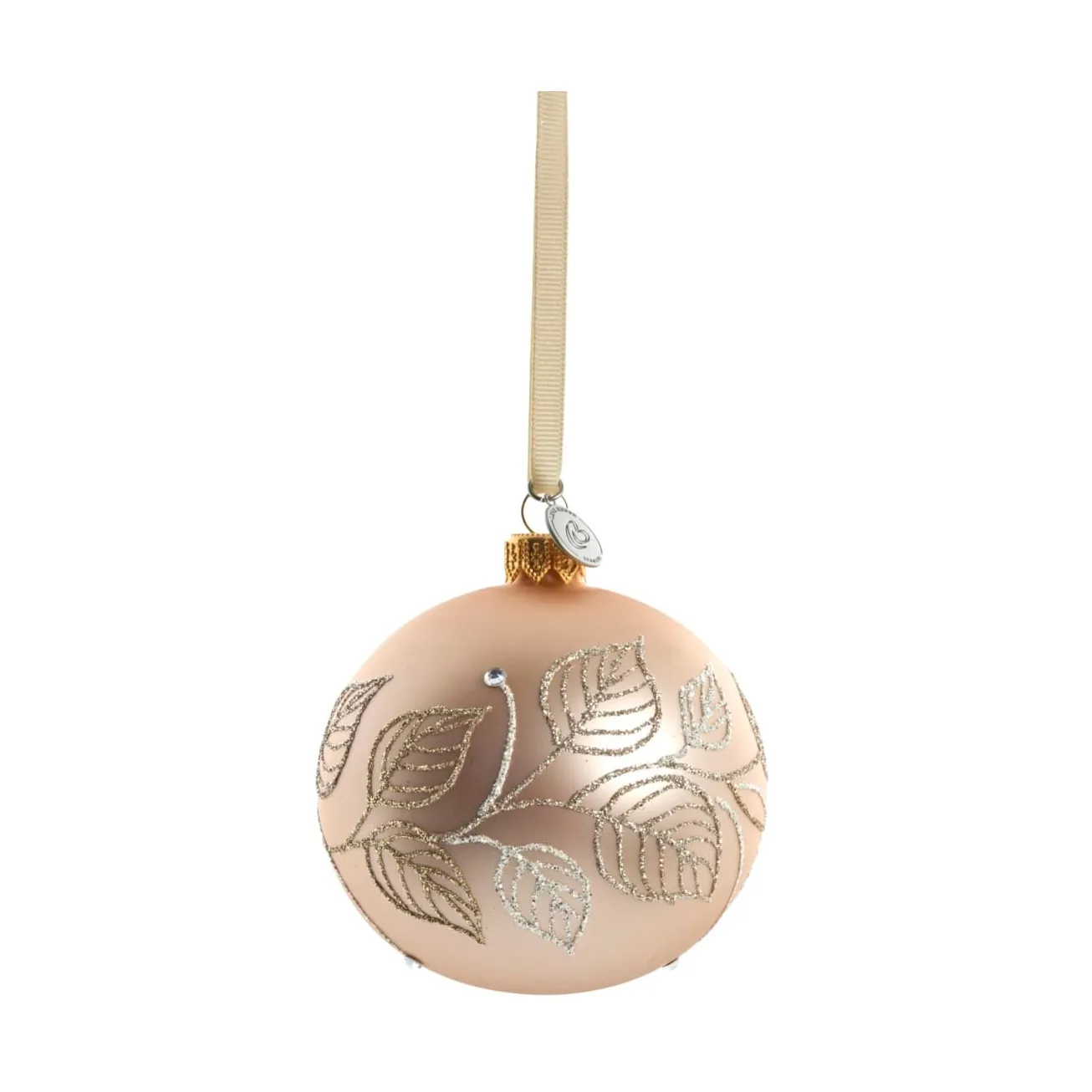 Bola de Navidad Cadelia Ø8 cm, Rosa, hoja Lene Bjerre