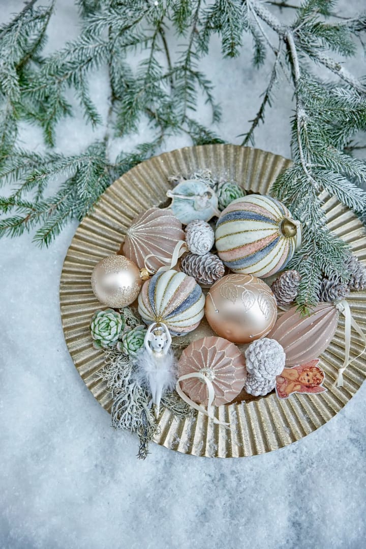 Bola de Navidad Cadelia Ø8 cm, Rosa, hoja Lene Bjerre