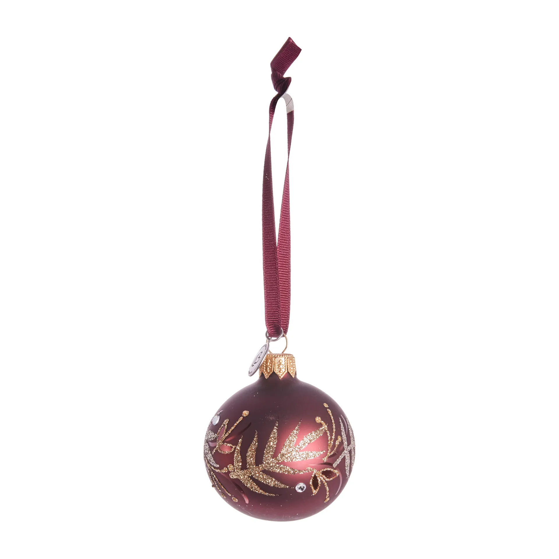 Bola de navidad Cadelia con hoja Ø6 cm, pomegranate-light gold Lene Bjerre
