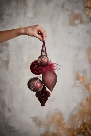 Bola de navidad Cadelia con hoja Ø6 cm - pomegranate-light gold - Lene Bjerre