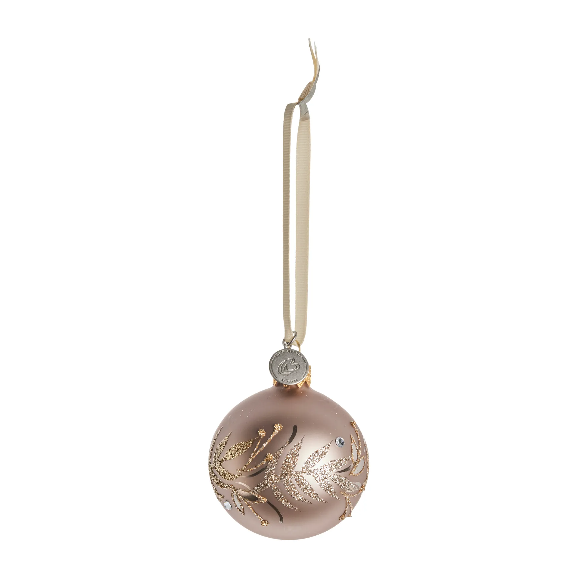 Bola de navidad Cadelia con hoja Ø6 cm, powder-light gold Lene Bjerre