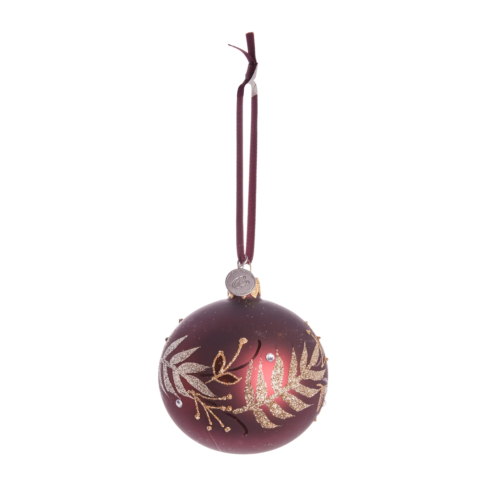 Bola de navidad Cadelia hoja de árbol Ø8 cm, pomegranate-light gold Lene Bjerre