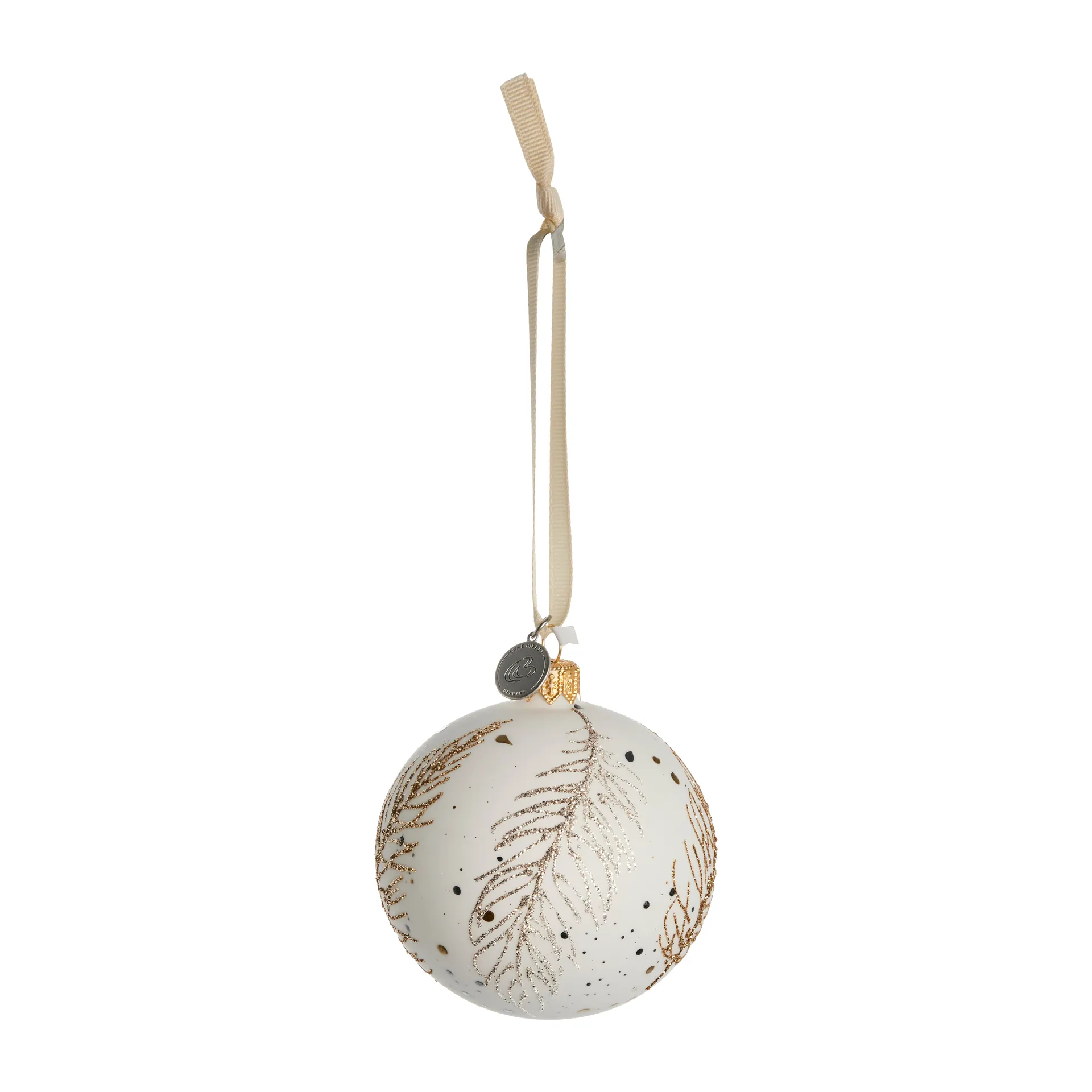 Bola de navidad Cadelia pluma Ø8 cm, white-light gold Lene Bjerre