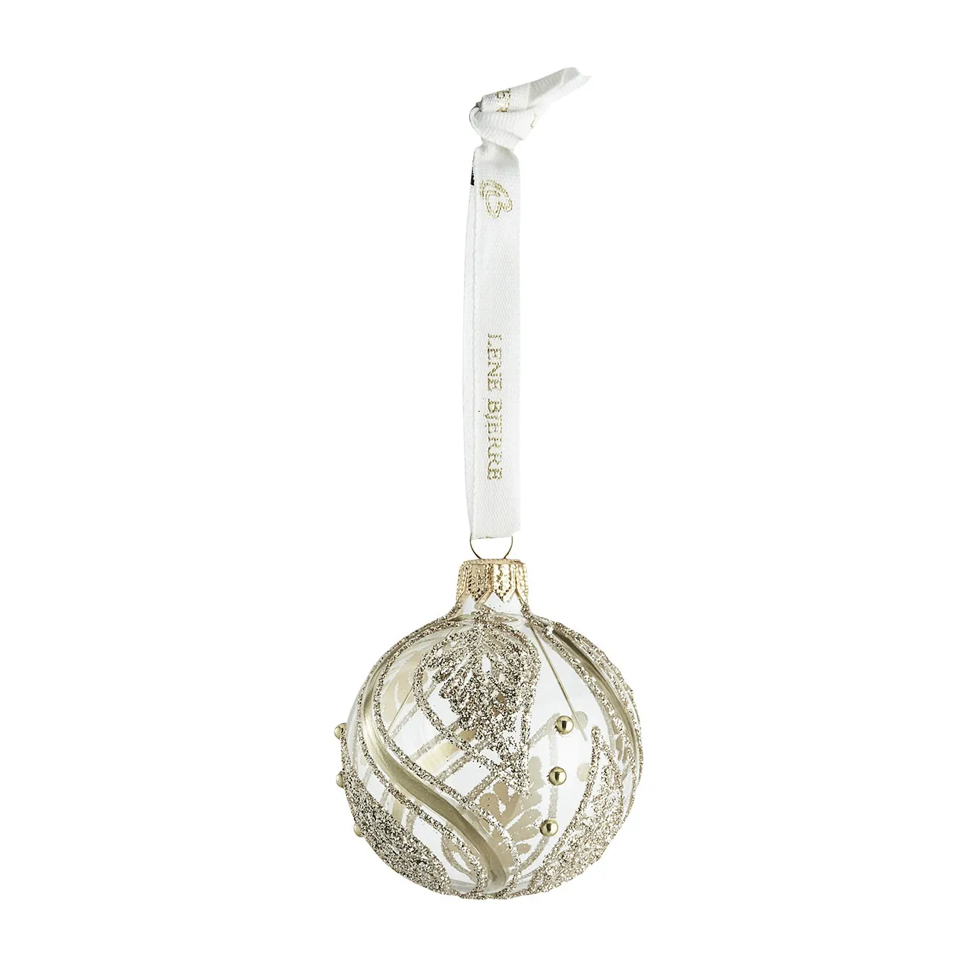 Bola de navidad con hojas Cadelia Ø6 cm, transparente-oro Lene Bjerre