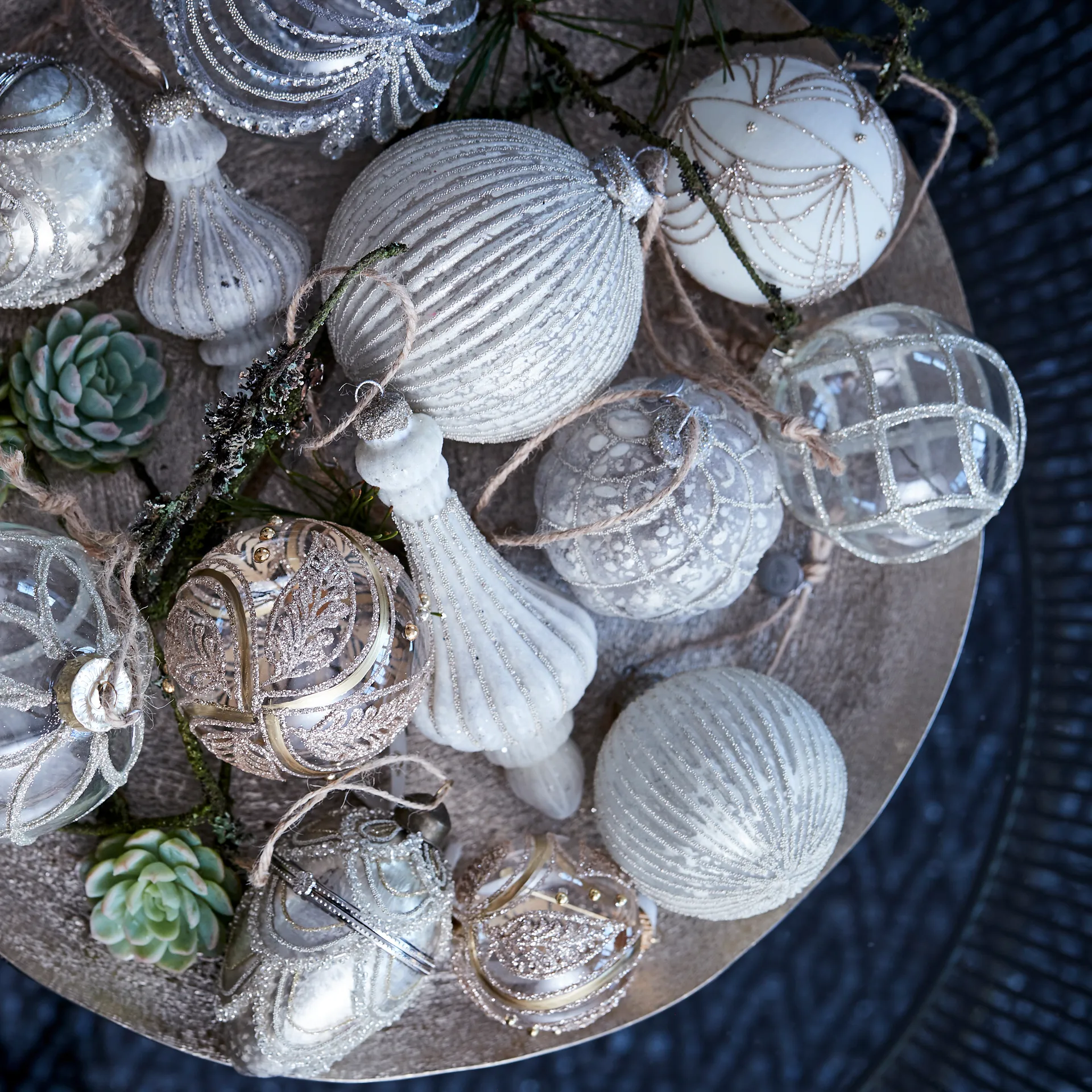 Bola de navidad Merya Ø8 cm, Clear-light gold Lene Bjerre