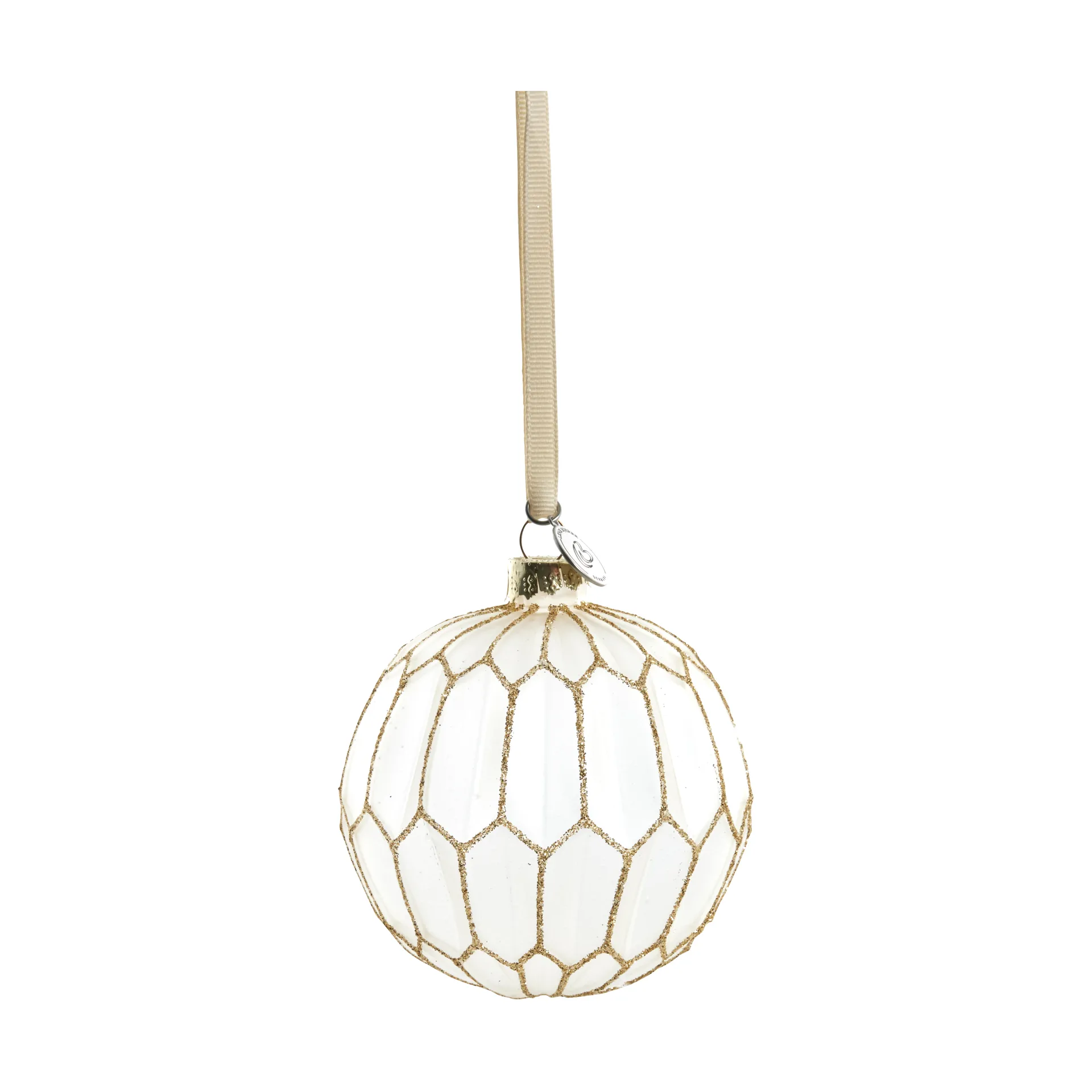 Bola de Navidad Navina redonda Ø8 cm, White-Light gold Lene Bjerre