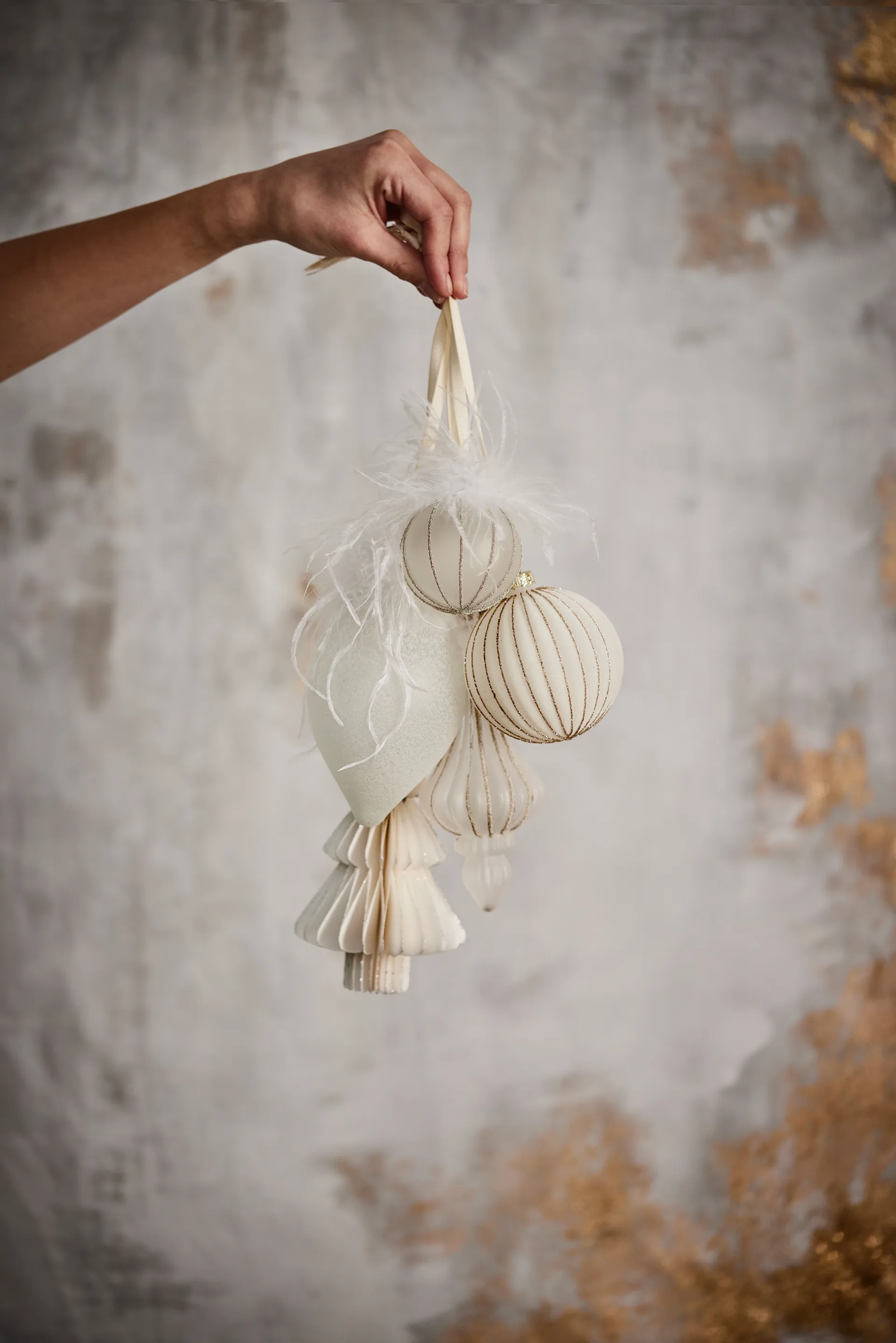 Bola de navidad Sella Ø8 cm, off white Lene Bjerre