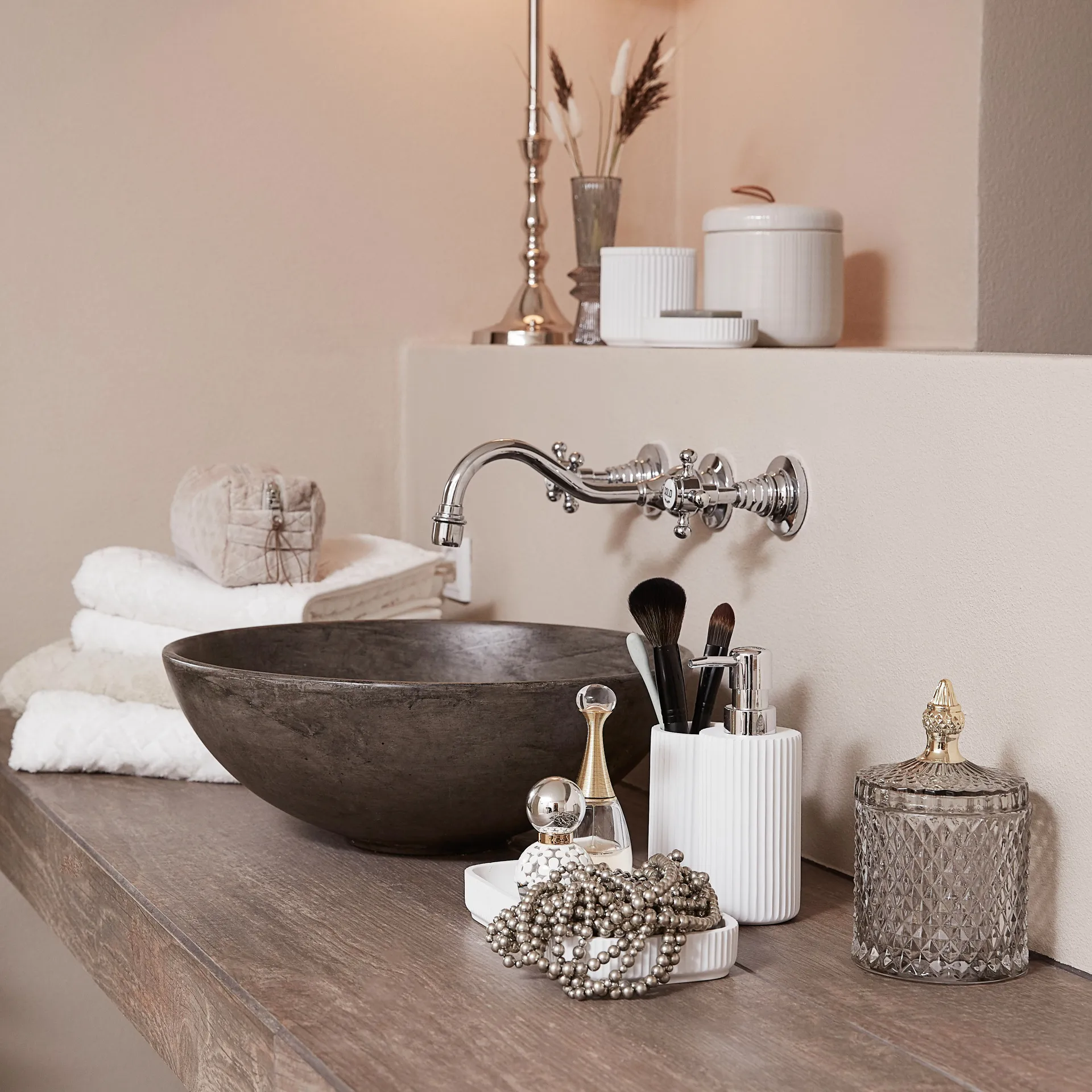 Bote de almacenaje con tapa Miya Ø10,5 cm, gris claro Lene Bjerre