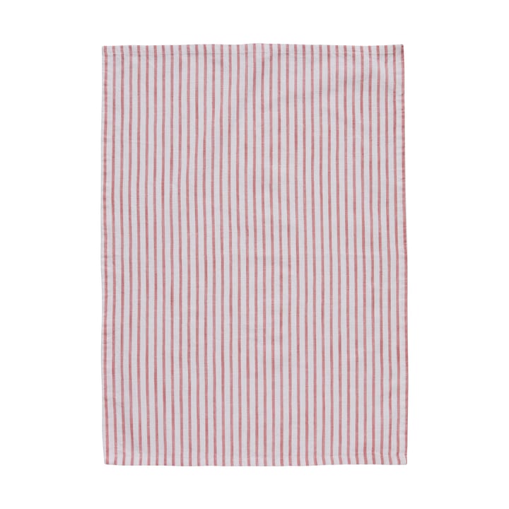 Paño de cocina Olivia con rayas delgadas 50x70 cm - Off White-Dark Coral - Lene Bjerre