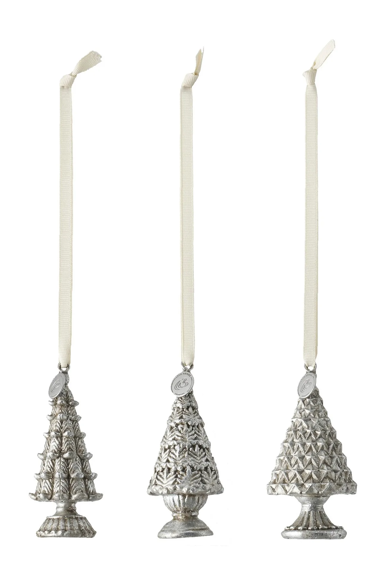 Set de 3 adornos Sella arboles de navidad, plata antigua Lene Bjerre