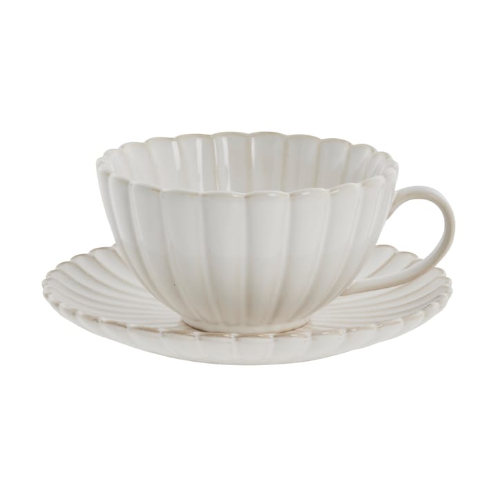 Taza con platillo Camille - Off White - Lene Bjerre