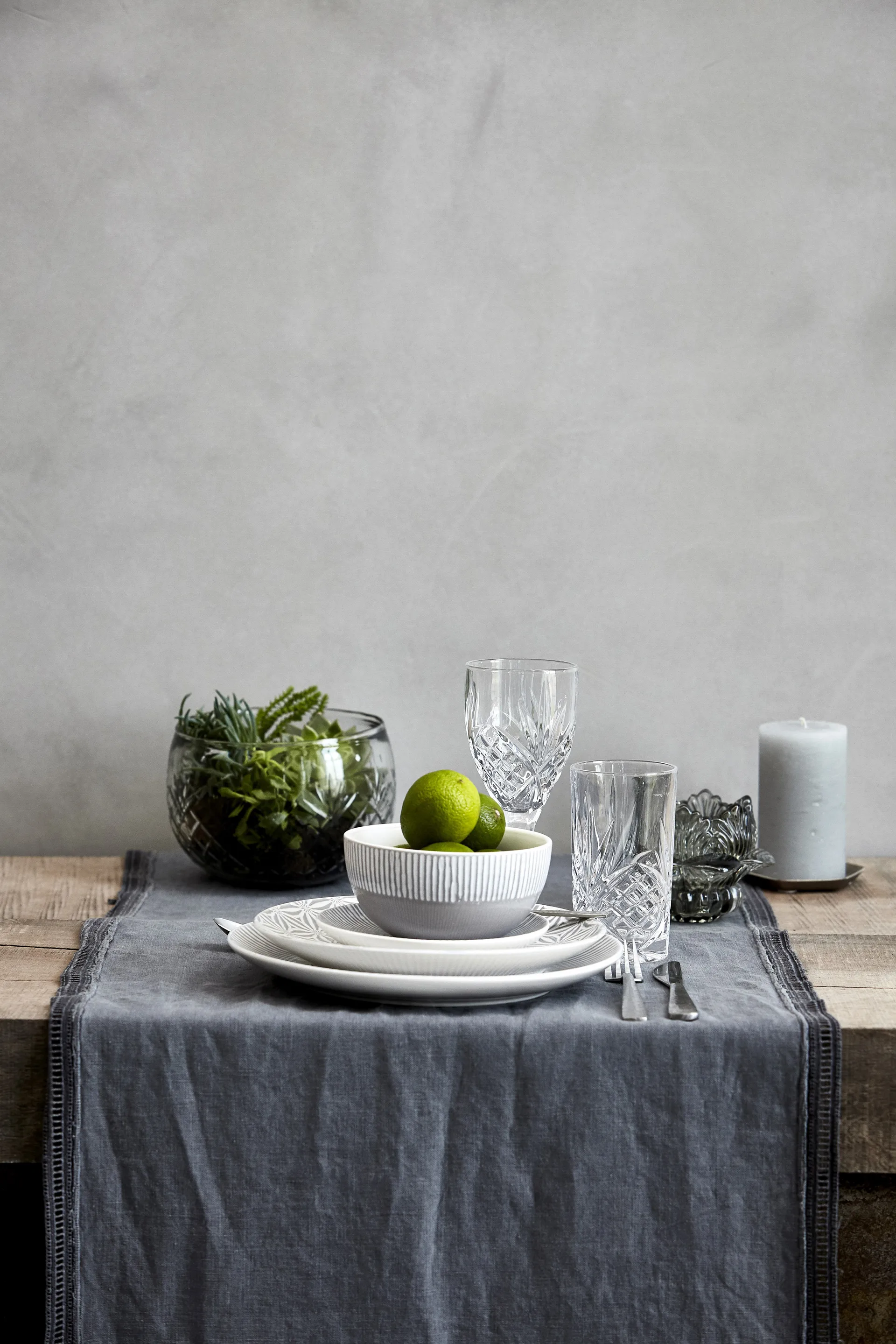 Vela rústica Lene Bjerre gris claro Ø10 cm, 20 cm Lene Bjerre